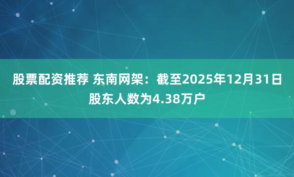 股票配资推荐 东南网架：截至2025年12月31日股东人数为4.38万户